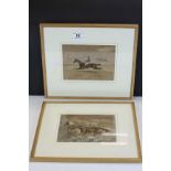 In the manner of Alken, Pair of Framed and Glazed 19th century Equine Watercolours, point to point