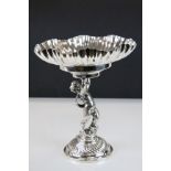 20th century WMF silver plated centrepiece with crimped edged bowl raised on a figurative