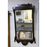 Georgian Style Mahogany Framed Fretwork Mirror with Shell Inlay and Bevelled Edge, 94cms x 50cms