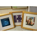 Pair of modern studio art print abstract by Tim Harbridge and Denise Duplock and a watercolour still