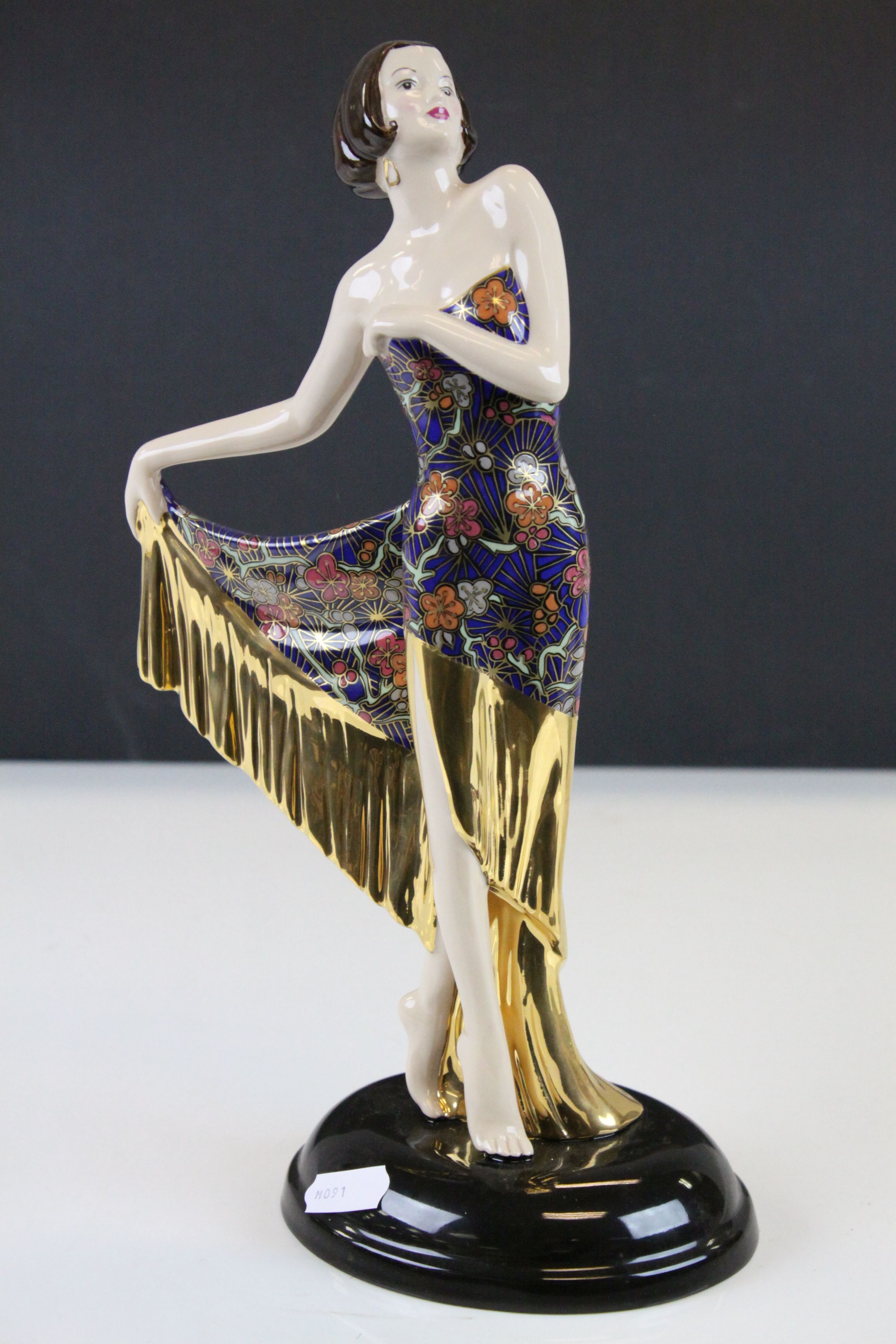 Carltonware Art Deco Style Figurine ' The Carlton Girl Hollyhocks ' 23cms high together with - Image 4 of 6