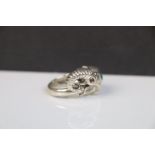 Silver ring in the form of an elephant