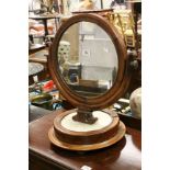 Victorian Mahogany Circular Swing Toilet Mirror, the base set with Marble, 55cms high