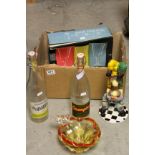 Selection of various glass items to include goblets, bottles, ashtray (possibly Murano) figure of