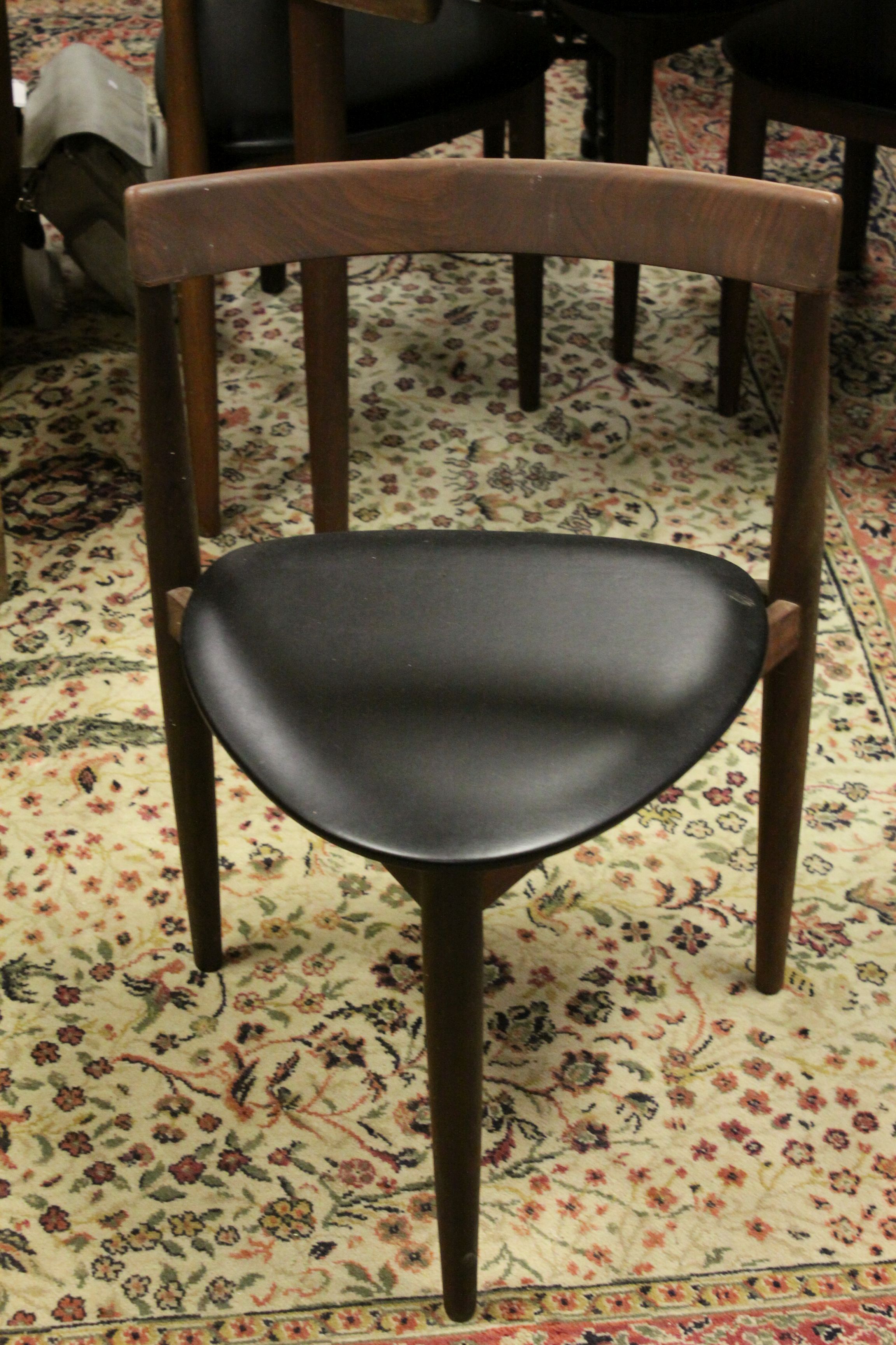 Retro 1960's Danish Teak Circular Dining Table with Glass Top and Four Curved Back matching - Image 3 of 7
