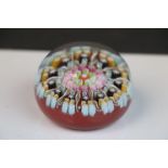 Perthshire Millefiori Glass Paperweight with ' P ' marked to centre cane