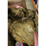 Quantity of early 20th century lined curtains in two bags