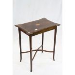 Edwardian Mahogany Inlaid Side Table with shaped top, 62cms long x 72cms high