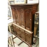 19th century Style Hardwood Cupboard, comprising an upper section with four panel doors opening to