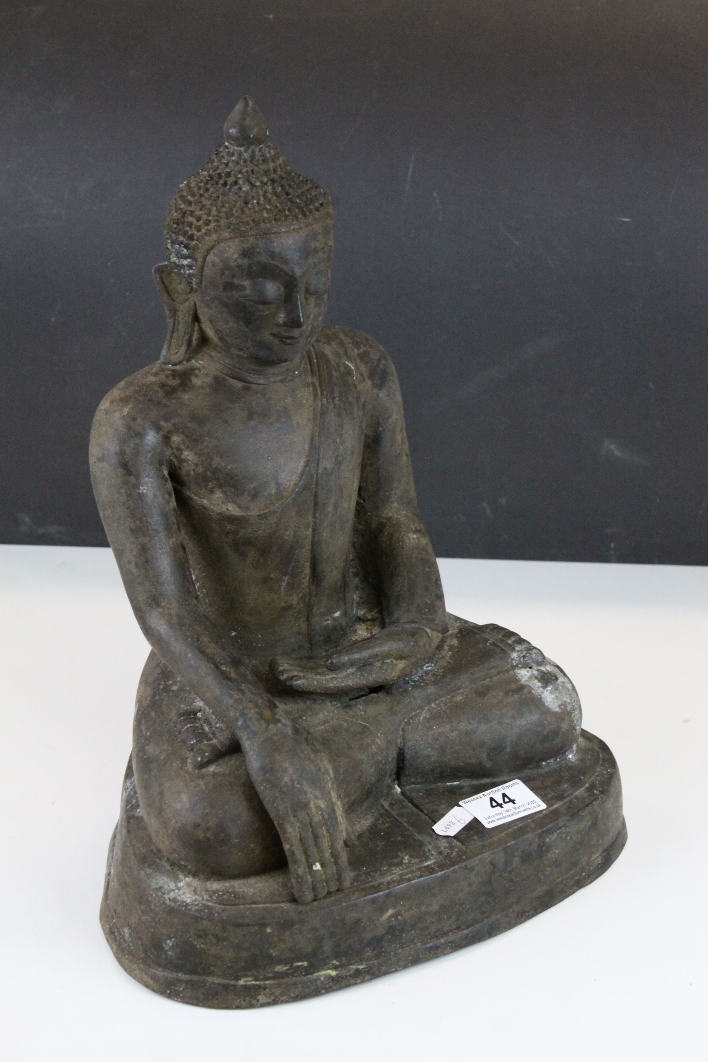 Large 19th century Bronze Shakyamuni Buddha seated figure, approx 40 cm in height. - Image 2 of 4