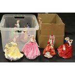 Ten Royal Doulton figurines, to include Just For You, Nanette, Southern Belle, Kate Hardcastle etc