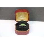 9CT gold ring set with three Tourmaline stones