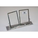 Art Deco Chrome Double Photograph Frame Stand with Two Glass Panels, 24cms wide