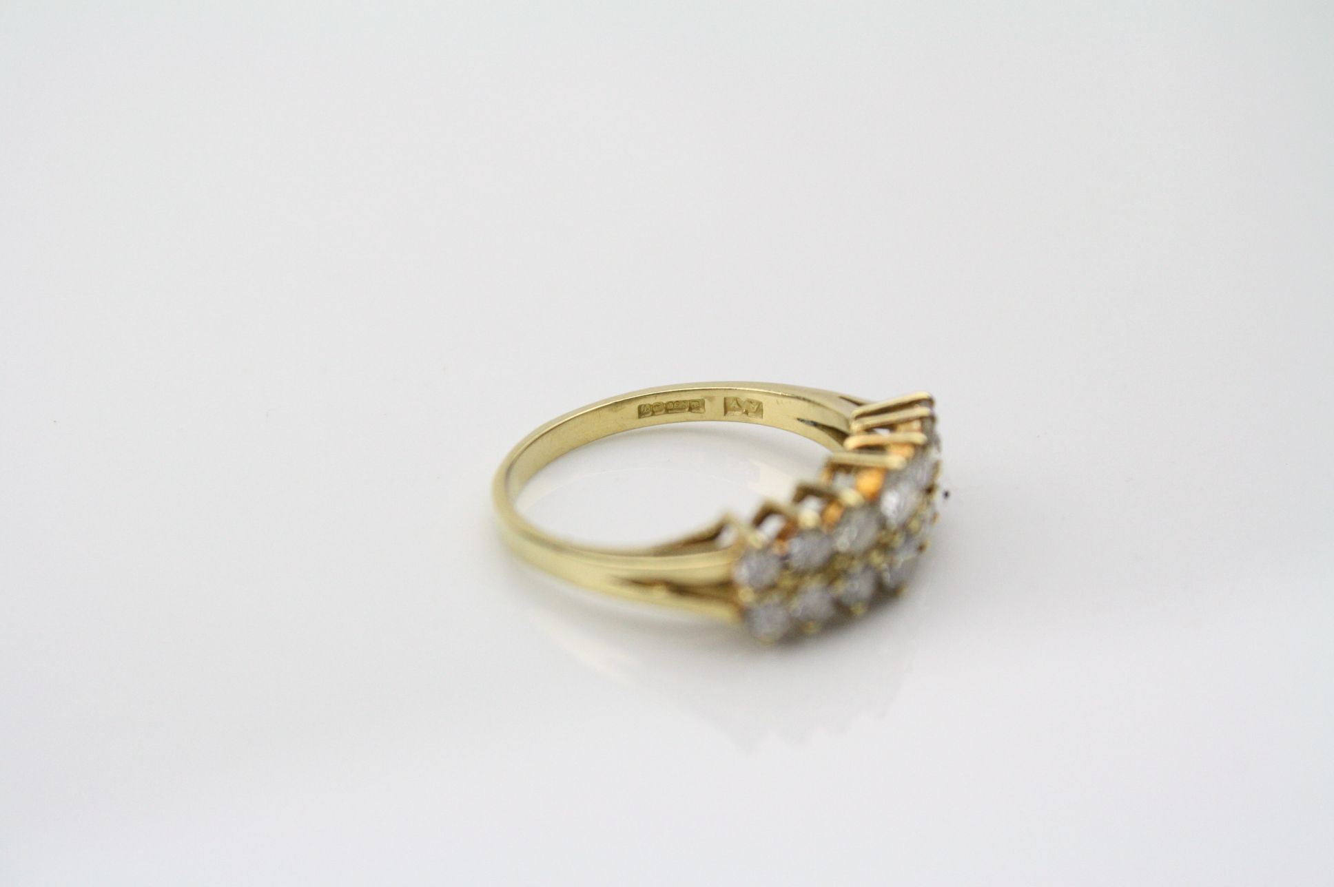 Diamond 18ct yellow gold ring, fourteen small round brilliant cut diamonds, total diamond weight - Image 3 of 5