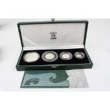 Royal Mint Cased 2003 Brittania Silver Proof Coin Collection, set contains four coin denominations
