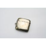 Edwardian silver vesta case, plain polished form, makers T H Hazelwood & Co, Birmingham 1907, length