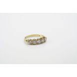 Diamond five stone 18ct yellow gold ring, five round brilliant cut diamonds, total diamond weight