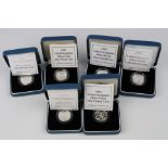 Six Royal Mint cased silver proof £1 Coins to include the dates 1992, 1994, 1995, 1996, 1997 and