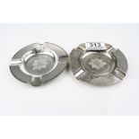 Pair of silver ash trays with presentation inscription "Presented by Major J.M.F. Martin Training