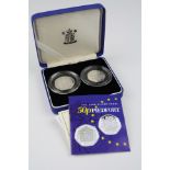 Royal Mint 1993 & 1998 Silver Proof Piedfort 20th & 25th Anniversary EEC Commemorative Fifty Pence