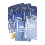 Eleven blue Whitman coin folders part filled and empty to include; brass Threepences, Pennies,