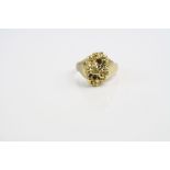 Yellow metal nugget ring, tapered shoulders, ring size O, tests as 22ct gold
