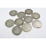 Ten Victorian Silver young head Halfcrowns to include: 1845, 1846, 1849, 1874 x 2, 1875, 1878,