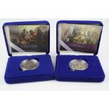 Two Coin Set Royal Mint 2005 Silver Proof Nelson Commemorative £5 Coin. Mint and Cased Condition.