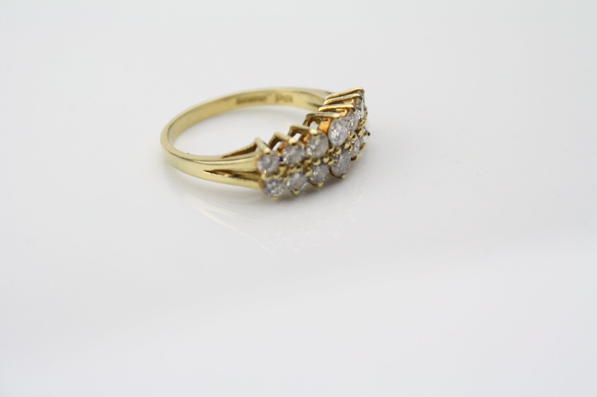 Diamond 18ct yellow gold ring, fourteen small round brilliant cut diamonds, total diamond weight - Image 2 of 5