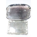 Mexican silver presentation tray, stamped TANE Mexico ME-32 925, together with a silver plated