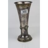 Early 20th century silver hammered vase with engraved inscription 'Presented to J.H. Mears 1955,