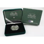 Cased Royal Mint 2000 Queen Mother's 100th Birthday Silver Piedfort Crown Coin.