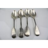 Four William IV silver fiddle pattern dessert spoons, initialled terminals, makers William Fountain,