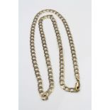 9ct yellow gold flat link chain, lobster clasp, length approximately 62cm