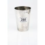 Victorian silver beaker, plain polished form, engraved initials D.C.H 23rd April 1931, faded