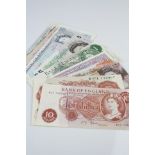 A collection 14 banknotes to include Forde 10 shilling note, Beale 10 shilling note, Cleland £10