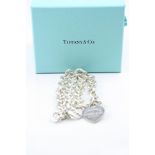 Tiffany & Co belcher link silver necklace with Tiffany heart shaped charm, lobster clasp, length