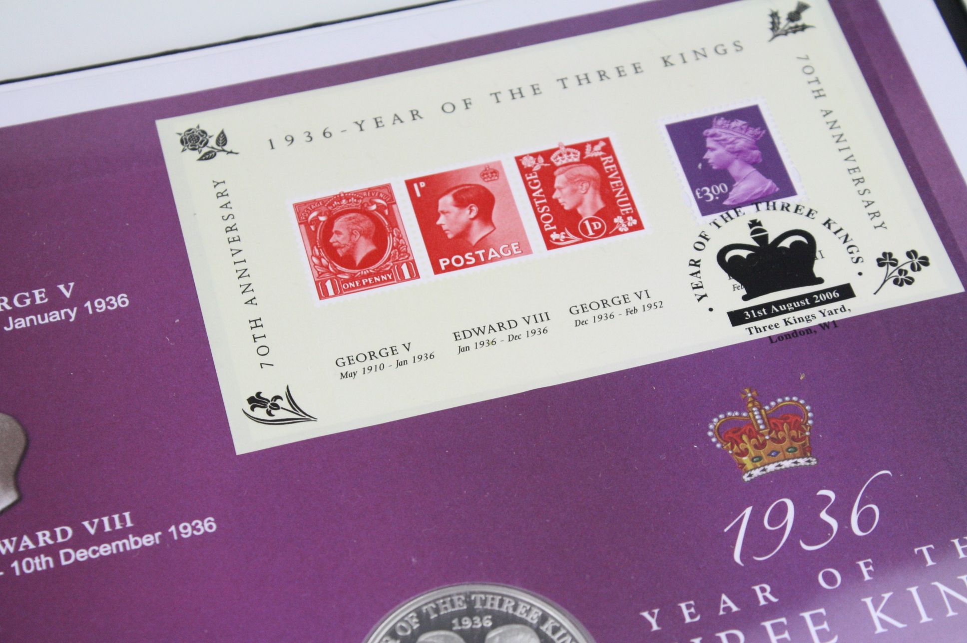 Two Westminster Mint Silver coin & stamp presentation folders to include; the year of the three - Image 2 of 4