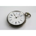 Edwardian silver open face centre second chronograph top wind pocket watch, Thomas Russell & Son,