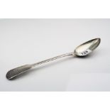 George IV silver serving spoon, fiddle pattern, crested terminal, makers Jonathan Hayne, London