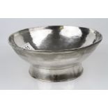 Hammered Britannia silver pedestal bowl, flared foot, makers mark REHP, hallmarked London 1993,