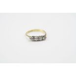 Diamond four stone 18ct yellow gold and platinum set ring, four round old cut diamonds, claw