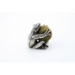 Novelty silver pin cushion modelled as a frog clasping a ball, stamped silver and 925 to base,