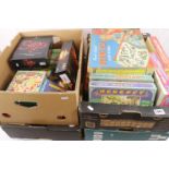 Large collection of jigsaw puzzles and games to include Merit Driving Test, Chad Valley Puzzle,