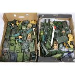 Over 60 mid play worn diecast military models to include Dinky and Corgi featuring Tank Transporters