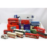 Quantity of diecast models buses and coaches plus a boxed Corgi Royal Mail Leyland Olympian, Corgi
