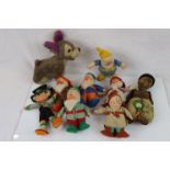 Six Chad Valley Snow White & The Seven Dwarf soft toys (6.5" in approx height) plus a Merrythought