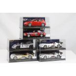 Six cased Fly Car Model slot cars to include C63 Porsche 908/3, A99 Panoz LMP-1 24H Le Mans 2000,