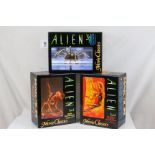 Three boxed Halcyon Movie Classics 1/1 Alien 3 PCV model kits to include HT06 Face Hugger with Queen