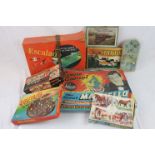 Group of vintage games and toys to include Marx Wing Shot Bagatelle, boxed Steeplechase, Bell The